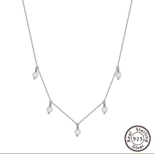 925 Sterling Silver Necklace and Irregular Hanging Fresh Water Baroque Pearls