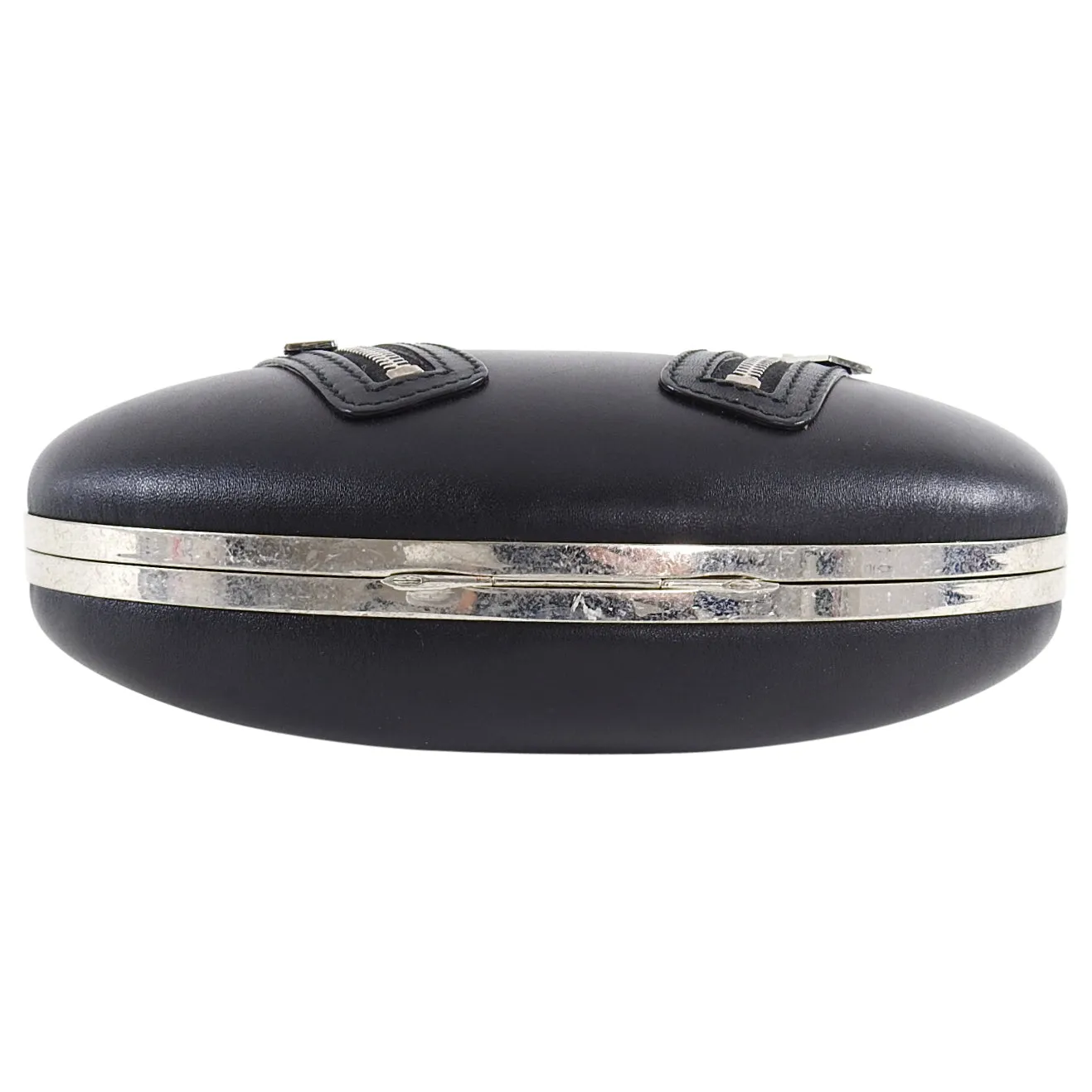 Alexander McQueen Black Knuckle Duster Zipper Clutch Bag
