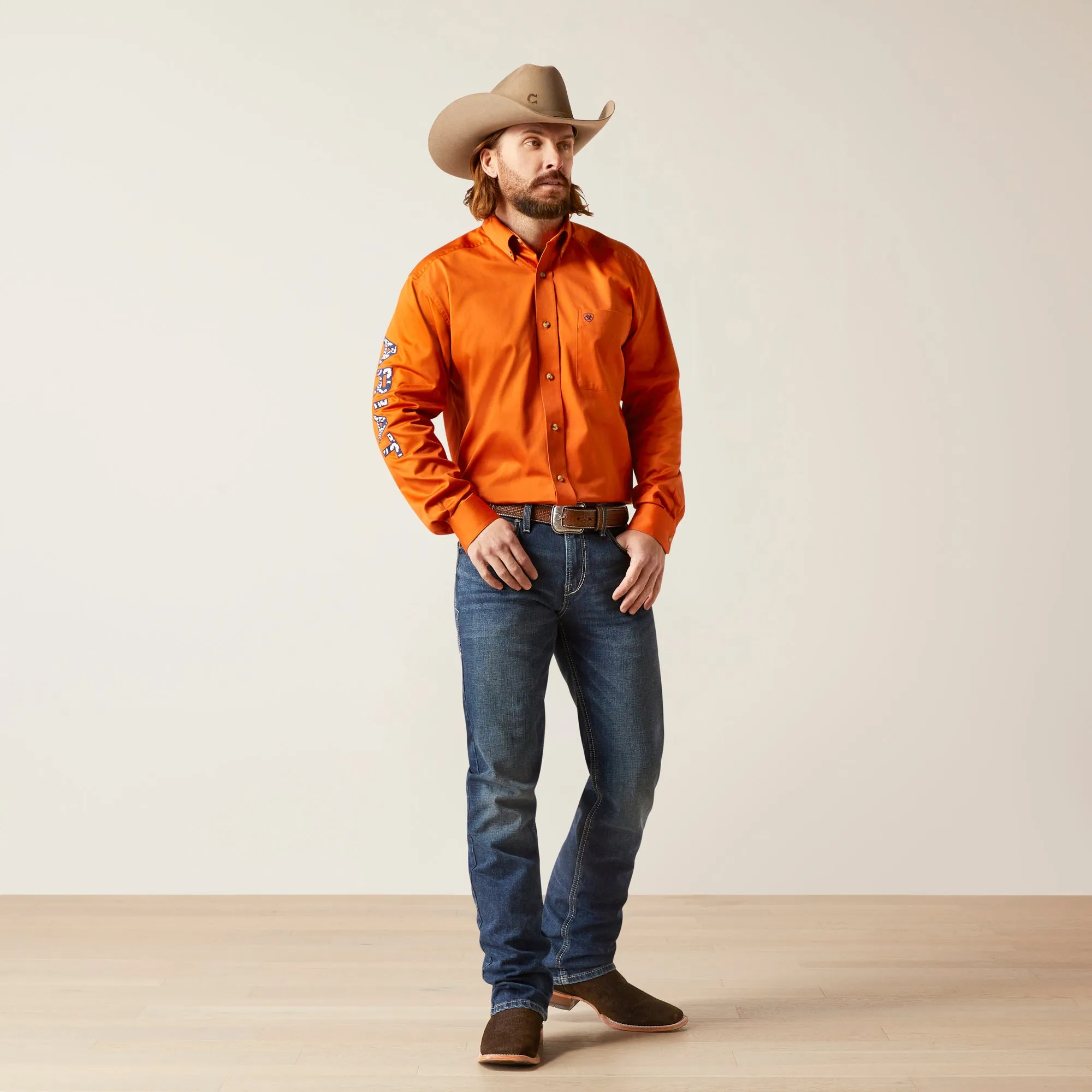 Ariat Men's Team Logo Twill Classic Fit Shirt, Rust