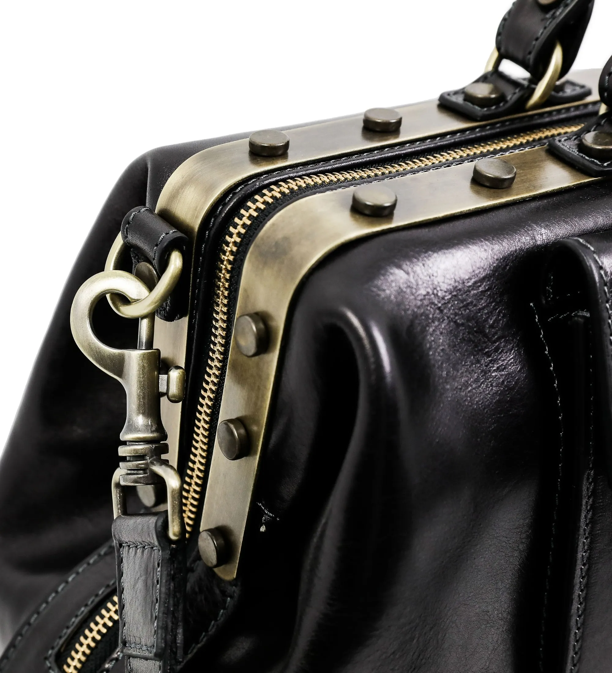 Brown Full Grain Italian Leather Doctor Bag, Medical Bag, Leather Handbag - Doctor Faustus