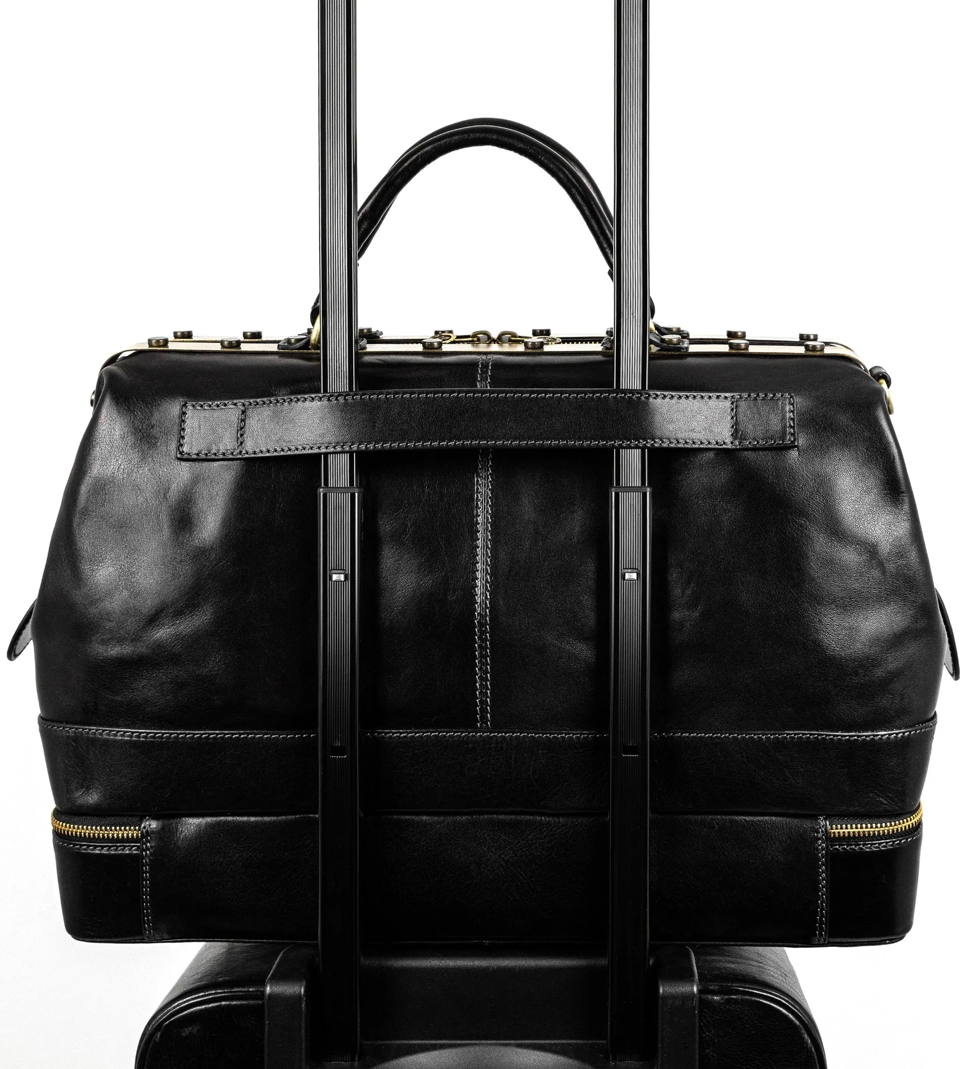 Brown Full Grain Italian Leather Doctor Bag, Medical Bag, Leather Handbag - Doctor Faustus