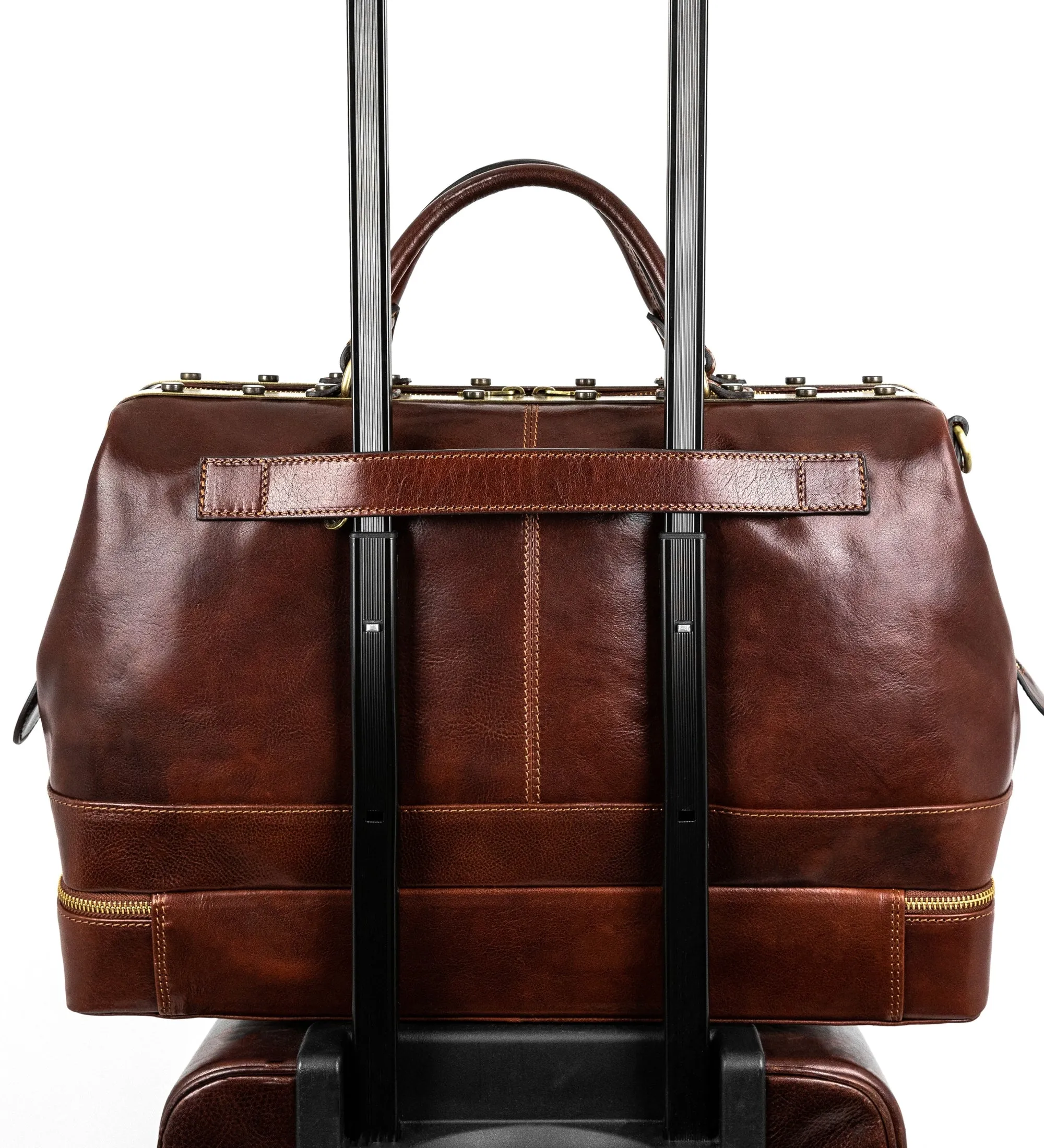 Brown Full Grain Italian Leather Doctor Bag, Medical Bag, Leather Handbag - Doctor Faustus