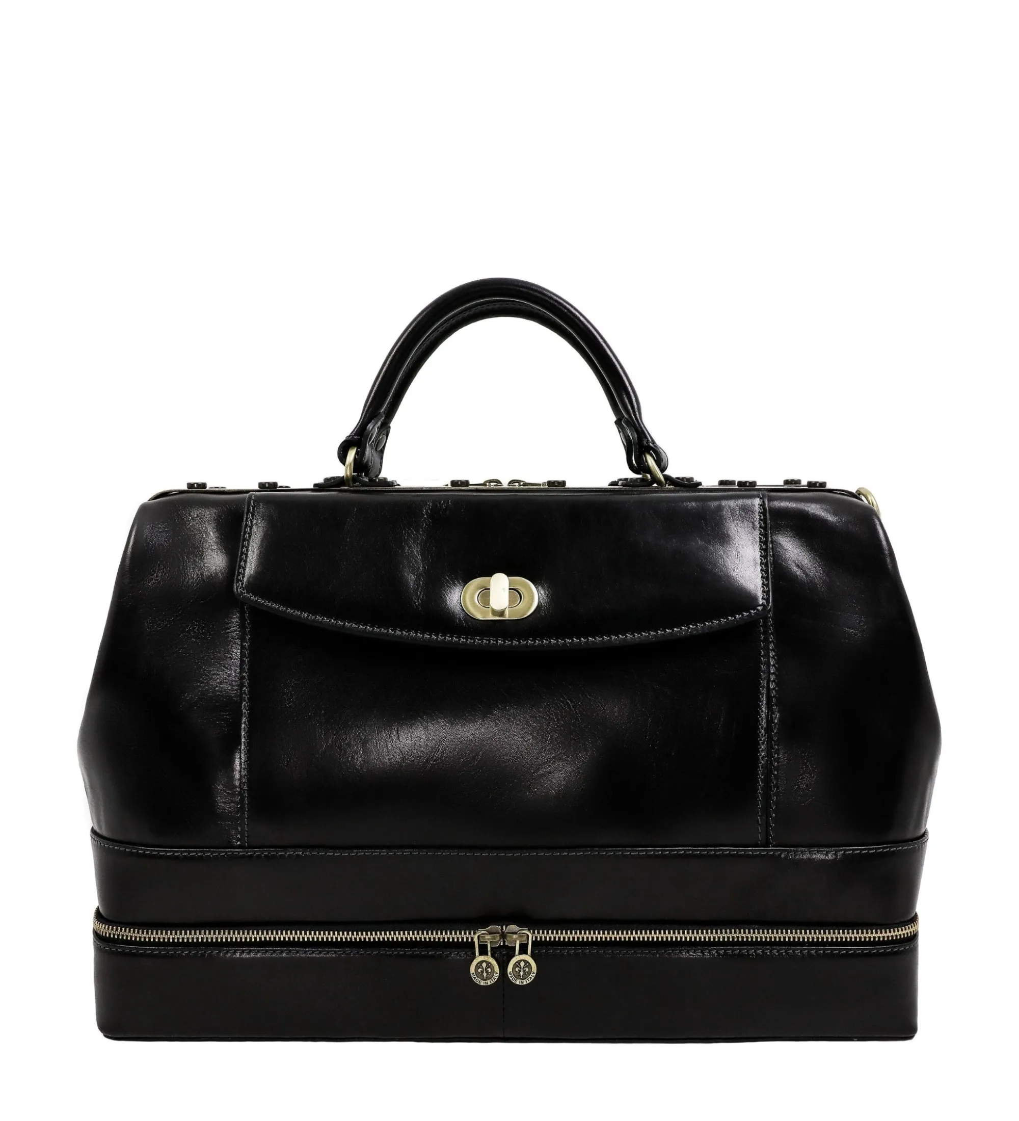 Brown Full Grain Italian Leather Doctor Bag, Medical Bag, Leather Handbag - Doctor Faustus