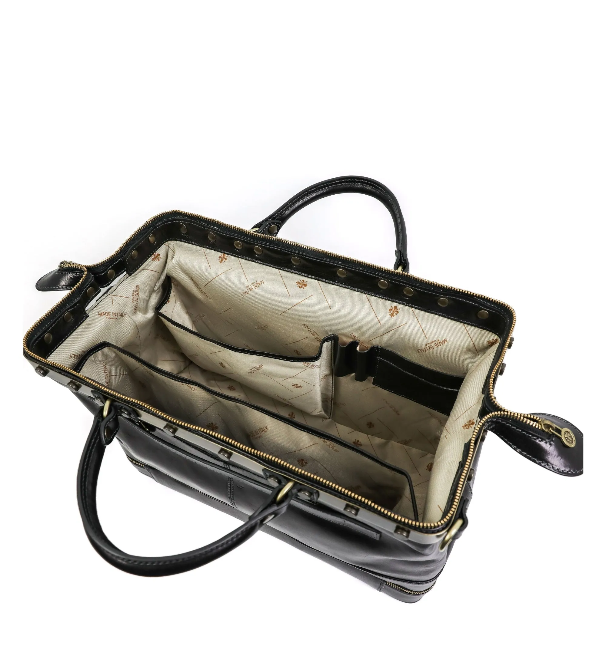Brown Full Grain Italian Leather Doctor Bag, Medical Bag, Leather Handbag - Doctor Faustus