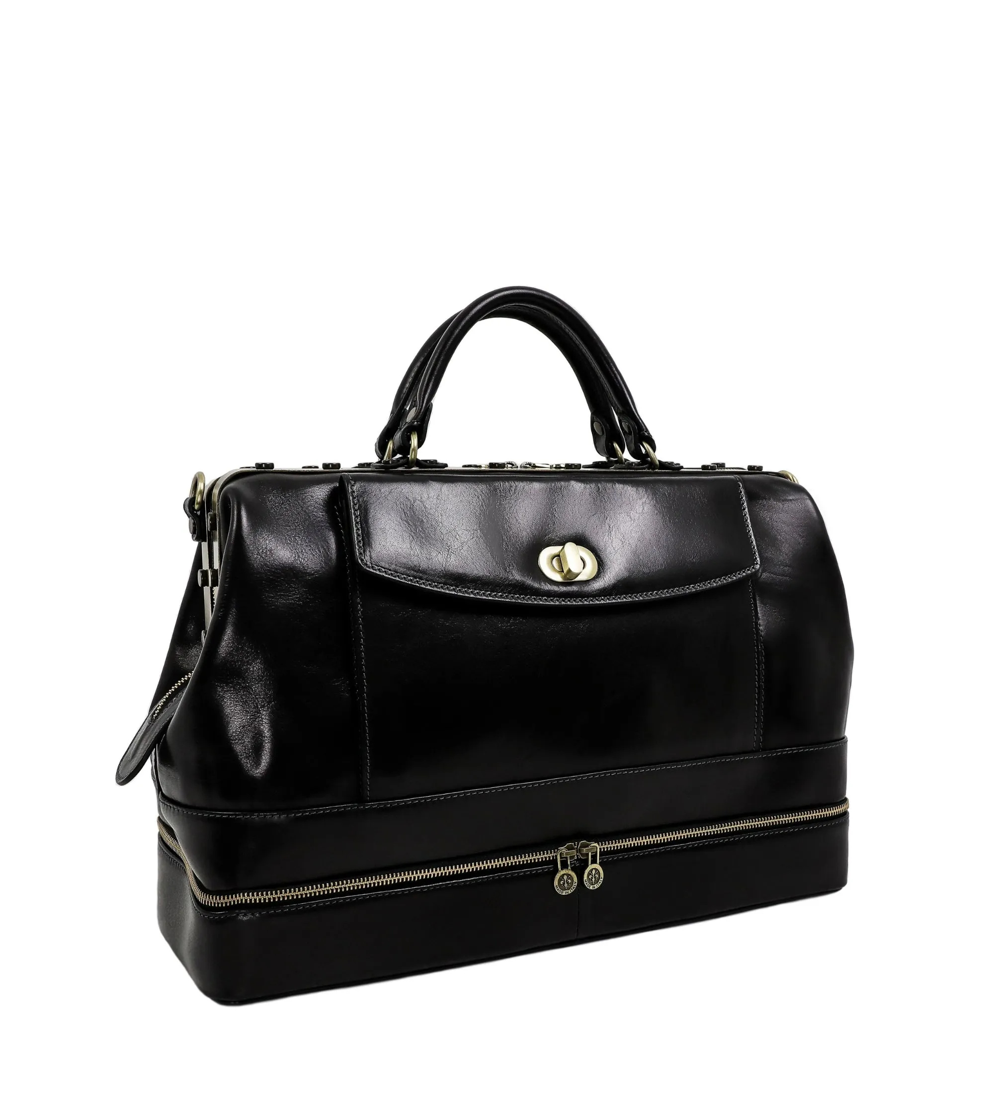 Brown Full Grain Italian Leather Doctor Bag, Medical Bag, Leather Handbag - Doctor Faustus