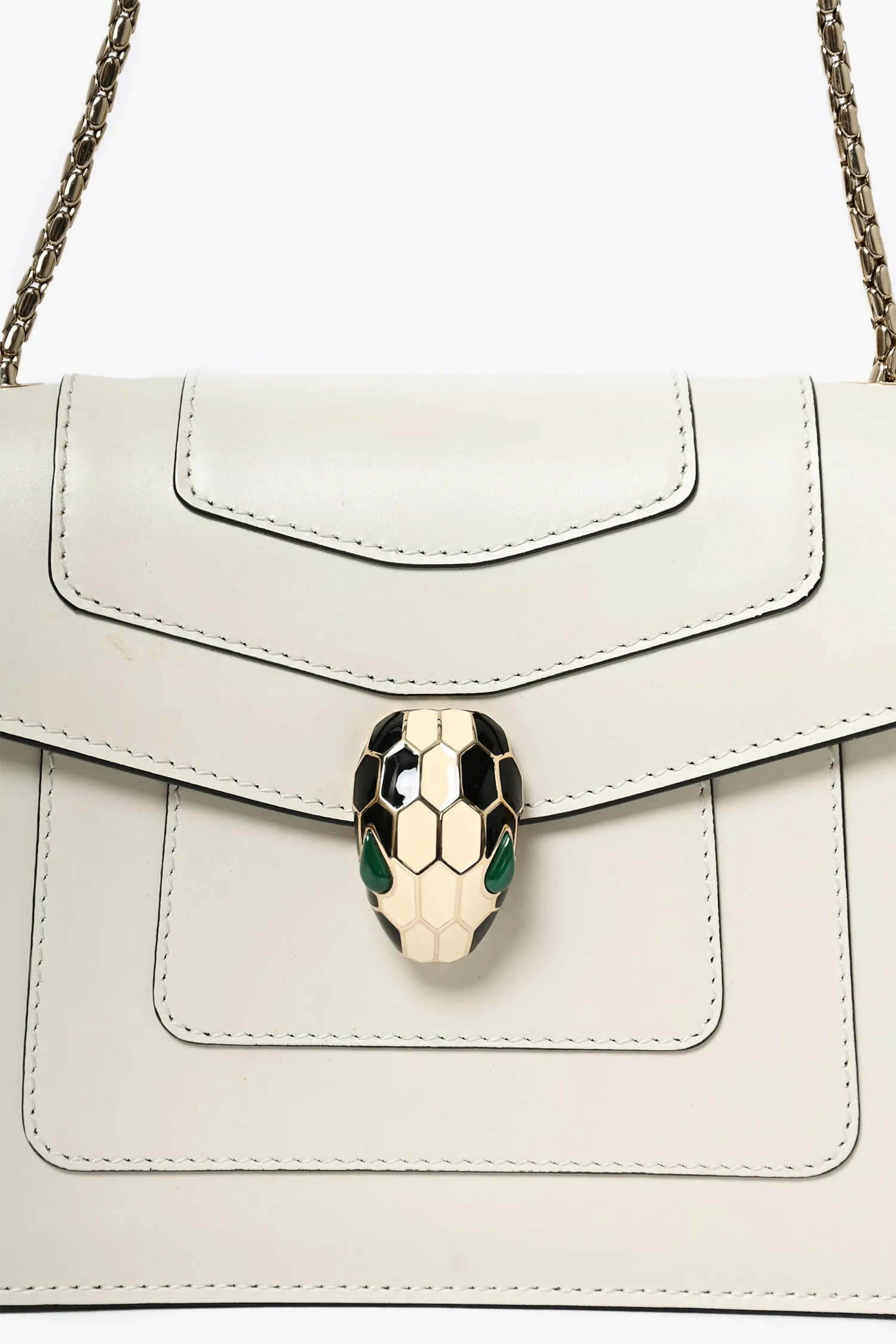 Bvlgari White Leather 'Forever Serpenti Crossbody Bag