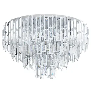 Calmeilles 78cm 10 Light Chrome and Crystal Classic Feature Close to Ceiling