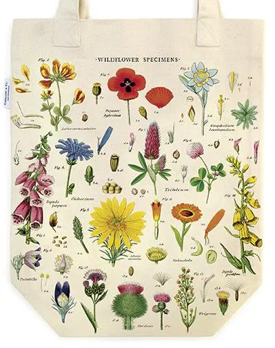 Cavallini - 100% Natural Cotton Vintage Tote Bag - 33x40.5cms - Wildflowers