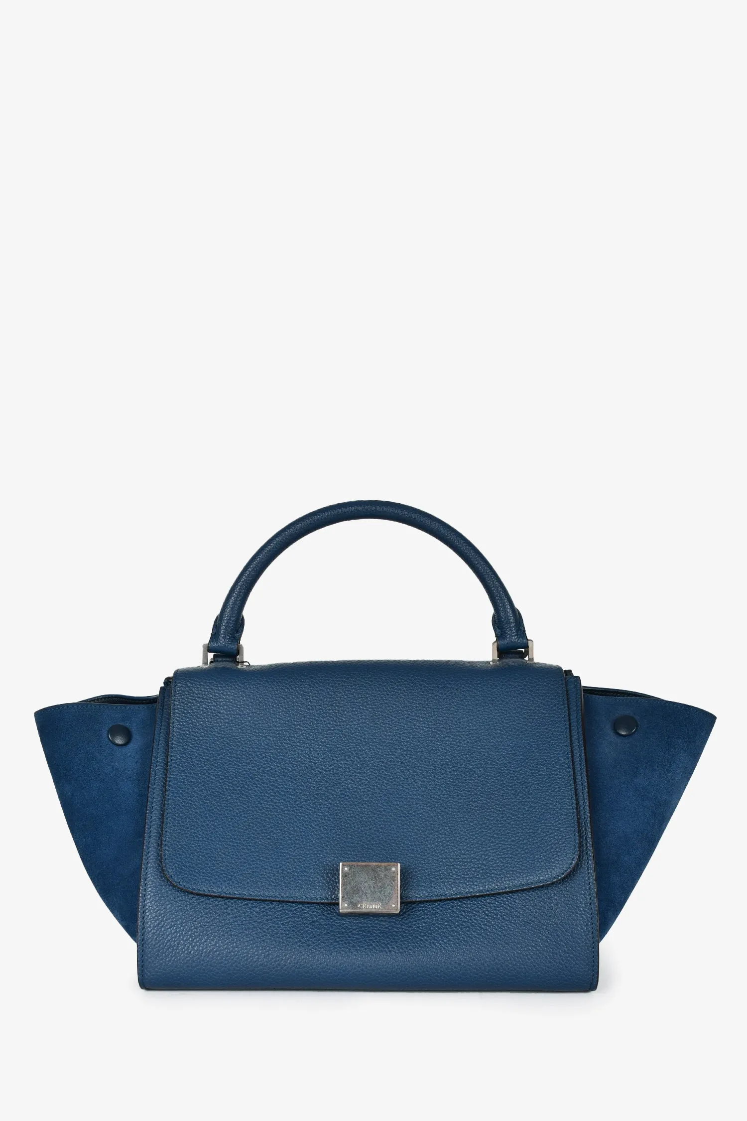 Celine 2016 Blue Leather/Suede Trapeze Bag with Strap