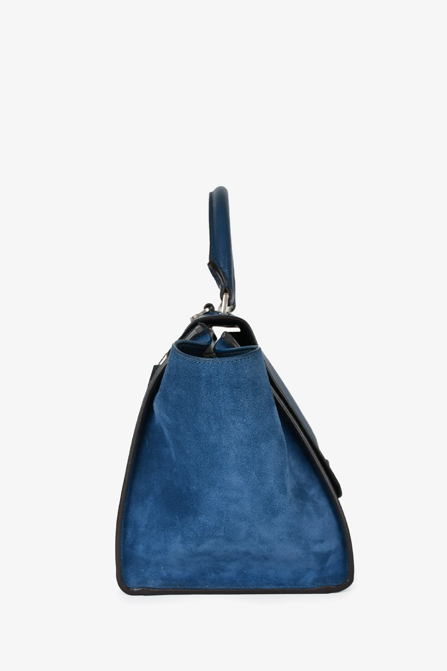 Celine 2016 Blue Leather/Suede Trapeze Bag with Strap