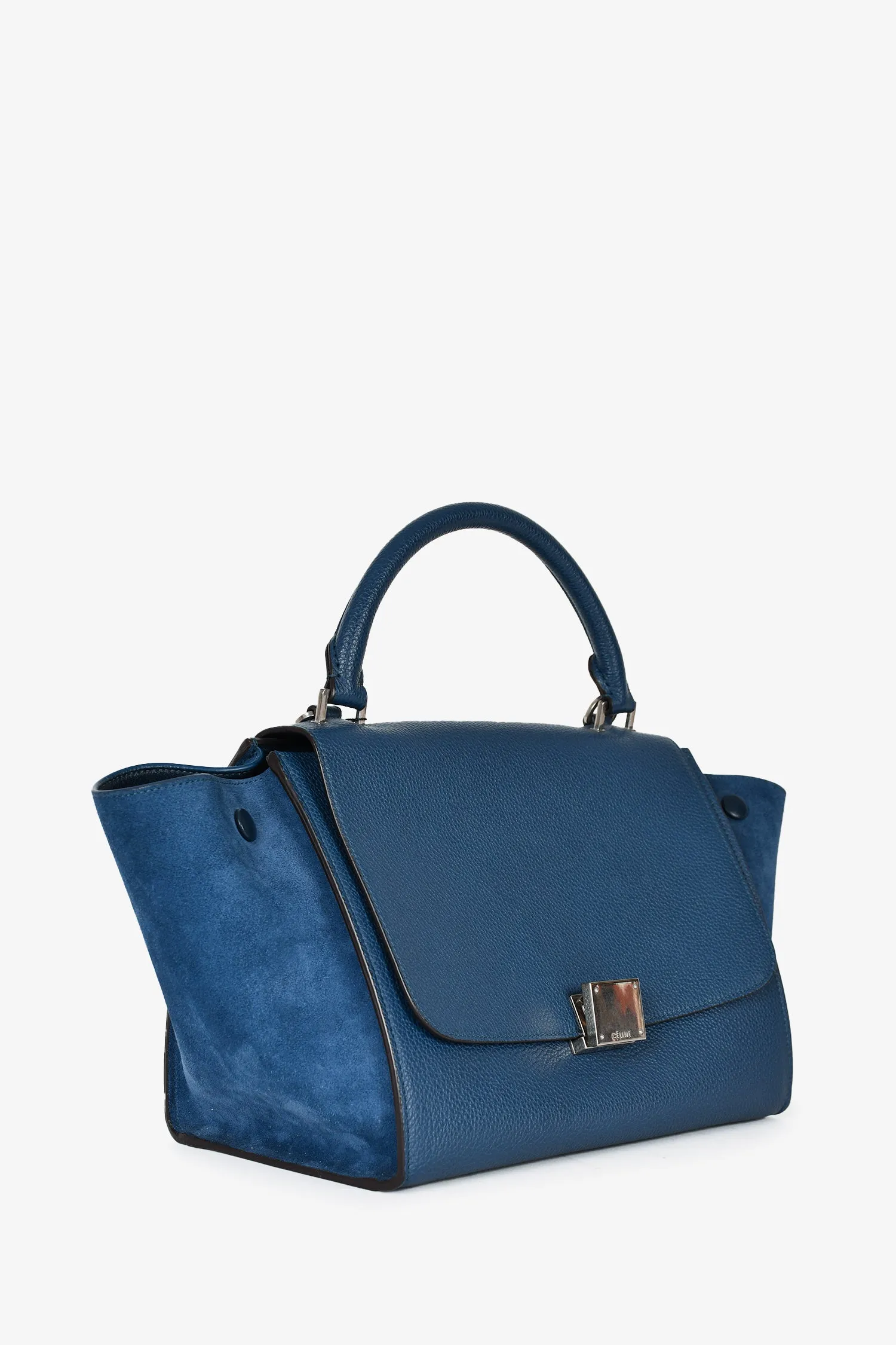 Celine 2016 Blue Leather/Suede Trapeze Bag with Strap