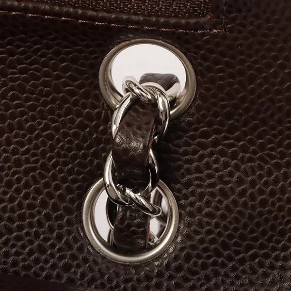 Chanel Around 2006 Made Caviar Skin Classic Flap Chain Bag 25Cm Dark Brown