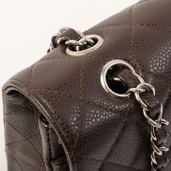 Chanel Around 2006 Made Caviar Skin Classic Flap Chain Bag 25Cm Dark Brown