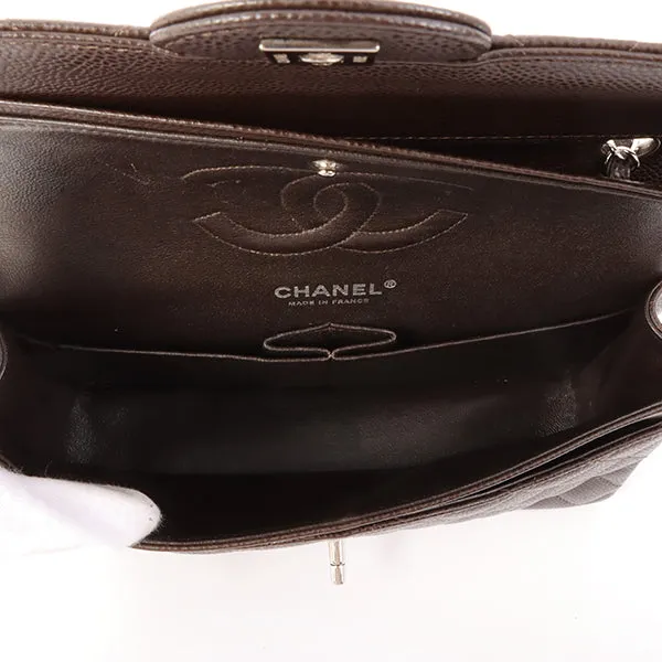 Chanel Around 2006 Made Caviar Skin Classic Flap Chain Bag 25Cm Dark Brown