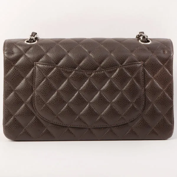 Chanel Around 2006 Made Caviar Skin Classic Flap Chain Bag 25Cm Dark Brown