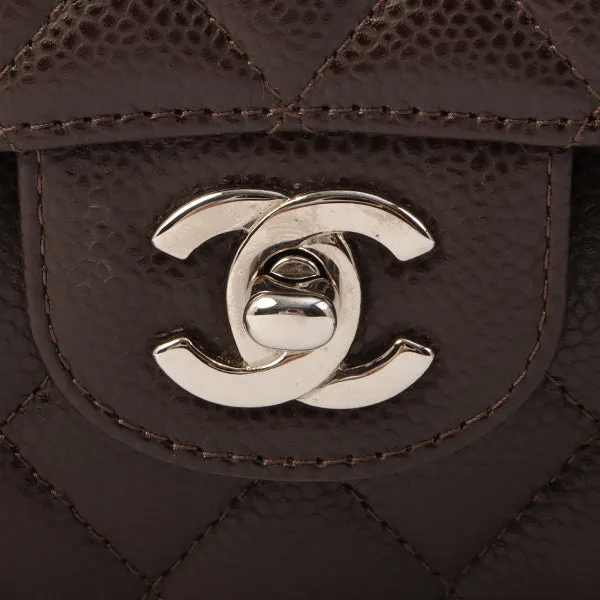 Chanel Around 2006 Made Caviar Skin Classic Flap Chain Bag 25Cm Dark Brown