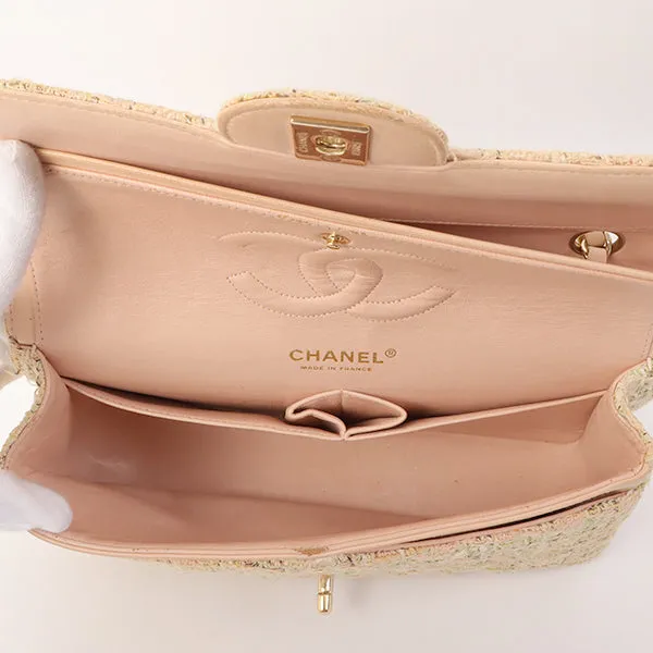Chanel Around 2006 Made Tweed Classic Flap Chain Bag 25Cm Salmon Pink/Multi
