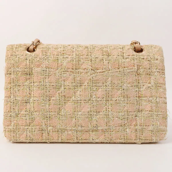 Chanel Around 2006 Made Tweed Classic Flap Chain Bag 25Cm Salmon Pink/Multi
