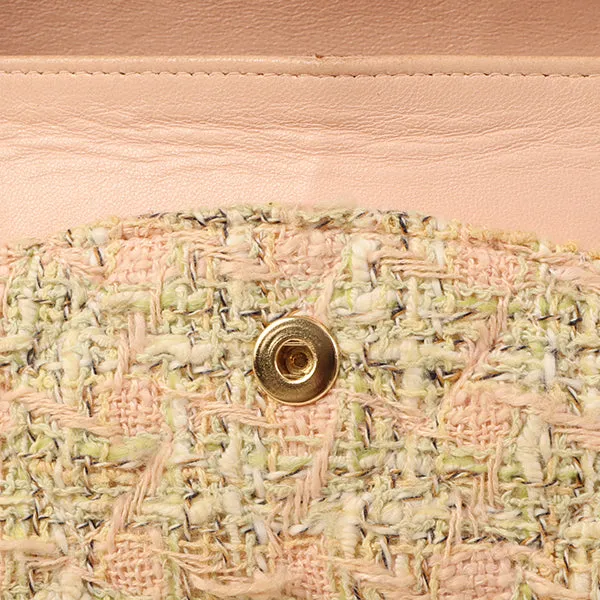 Chanel Around 2006 Made Tweed Classic Flap Chain Bag 25Cm Salmon Pink/Multi