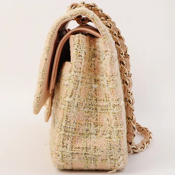 Chanel Around 2006 Made Tweed Classic Flap Chain Bag 25Cm Salmon Pink/Multi
