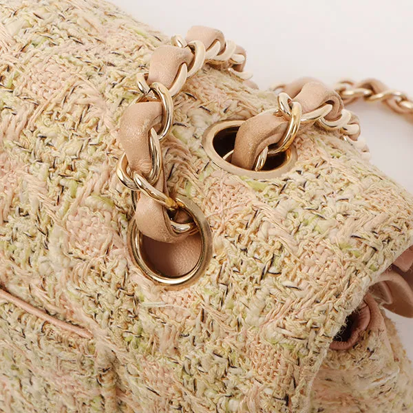 Chanel Around 2006 Made Tweed Classic Flap Chain Bag 25Cm Salmon Pink/Multi