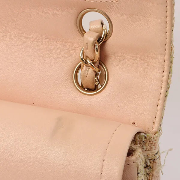 Chanel Around 2006 Made Tweed Classic Flap Chain Bag 25Cm Salmon Pink/Multi