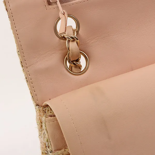 Chanel Around 2006 Made Tweed Classic Flap Chain Bag 25Cm Salmon Pink/Multi