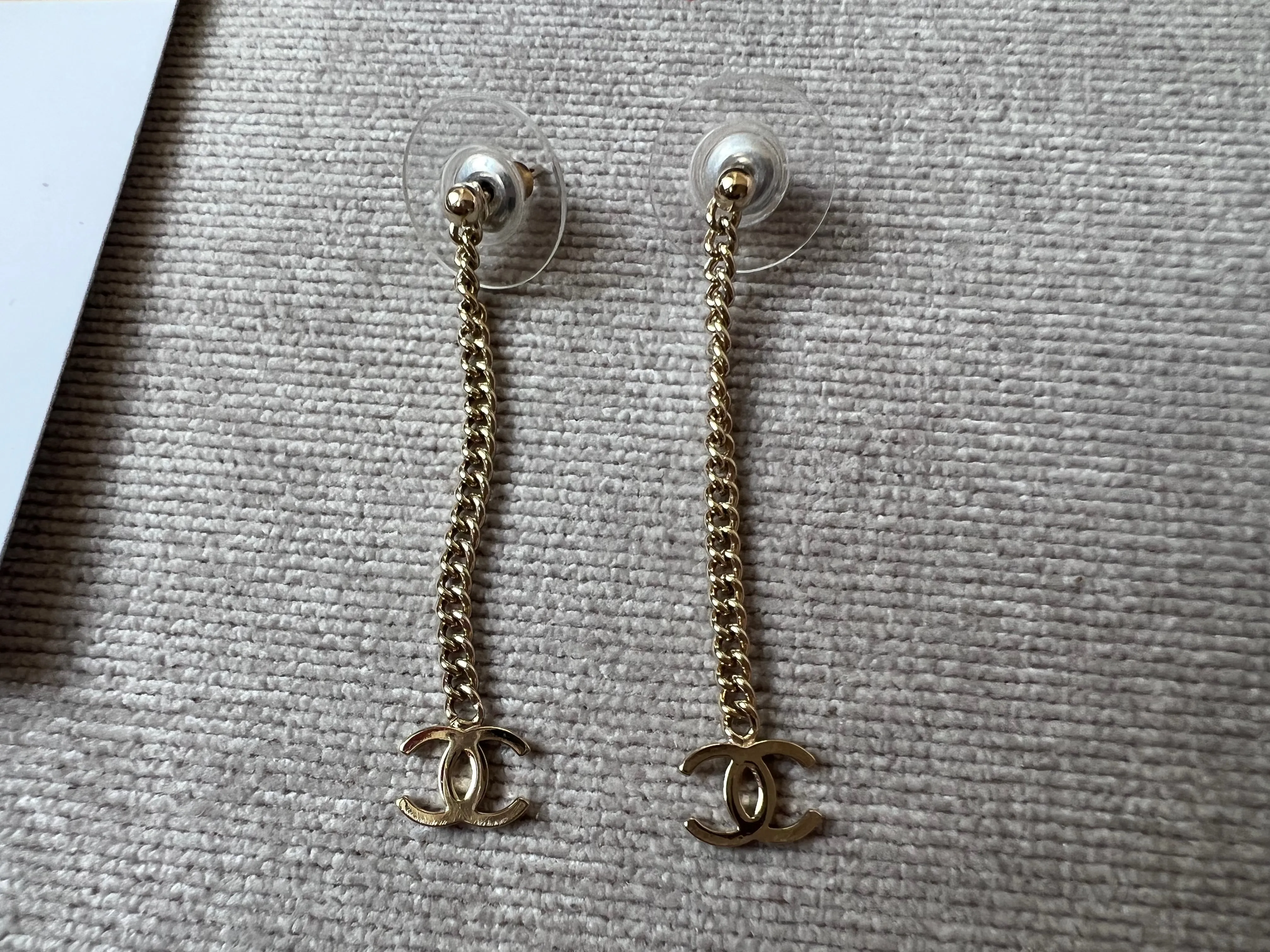 Chanel CC Chain Drop Earrings Gold