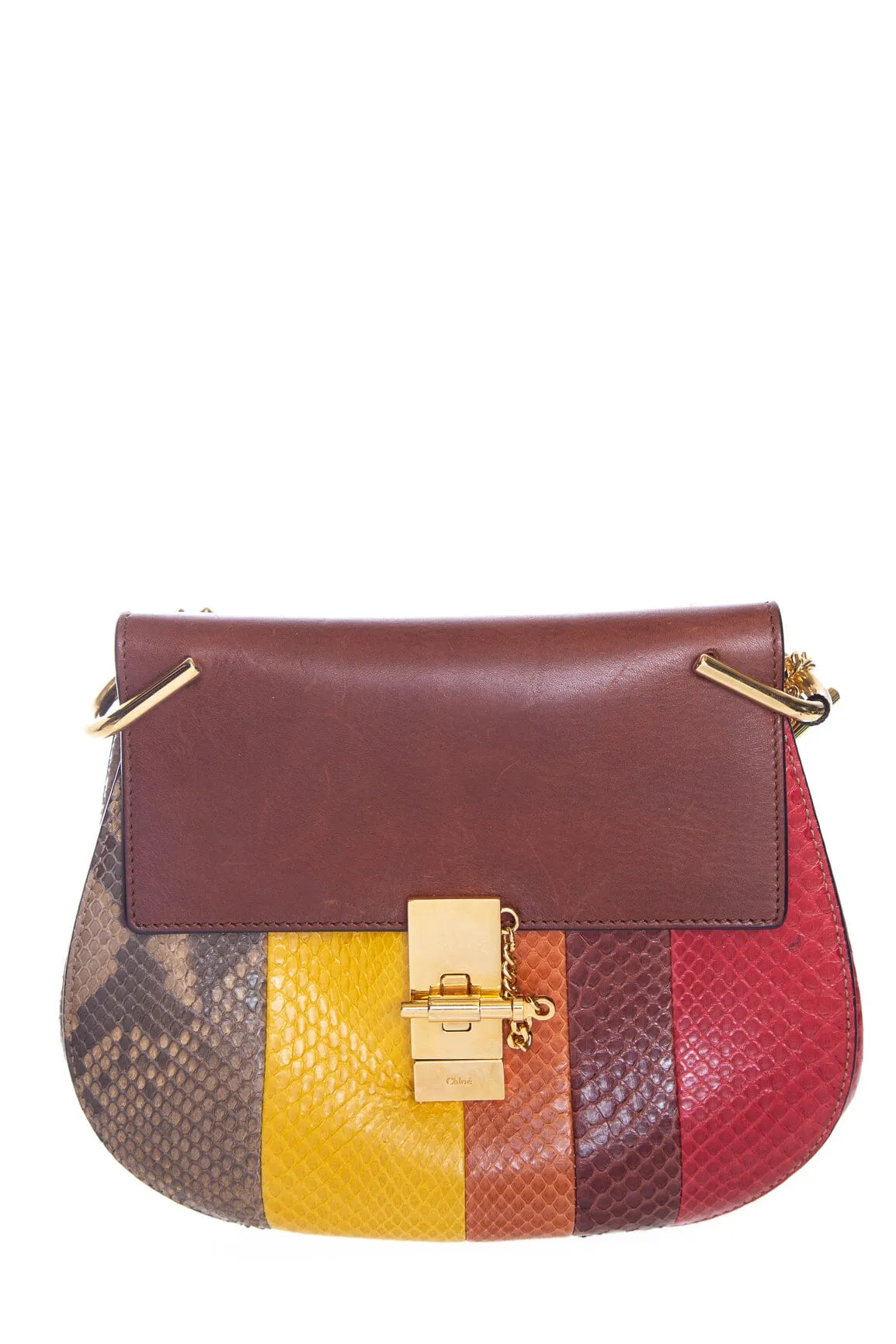 Chloe Multicolor Snakeskin Drew Handbag
