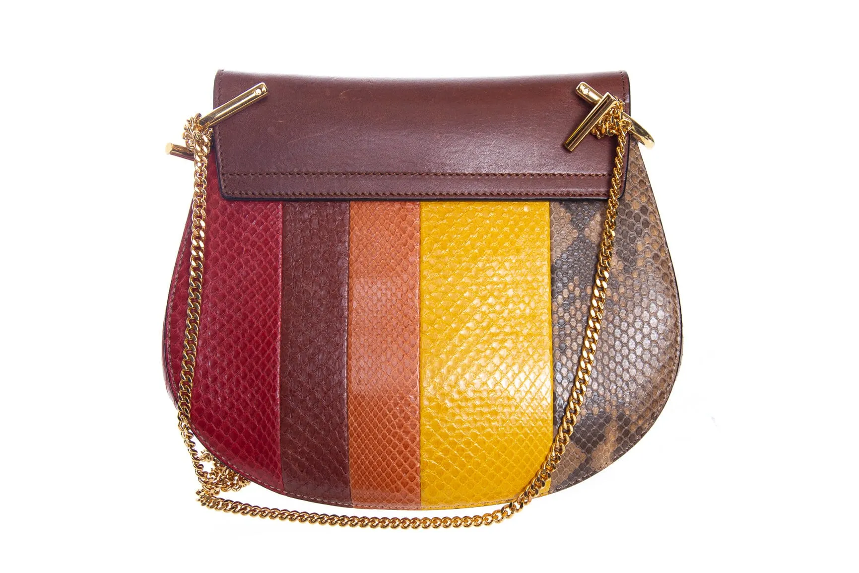 Chloe Multicolor Snakeskin Drew Handbag