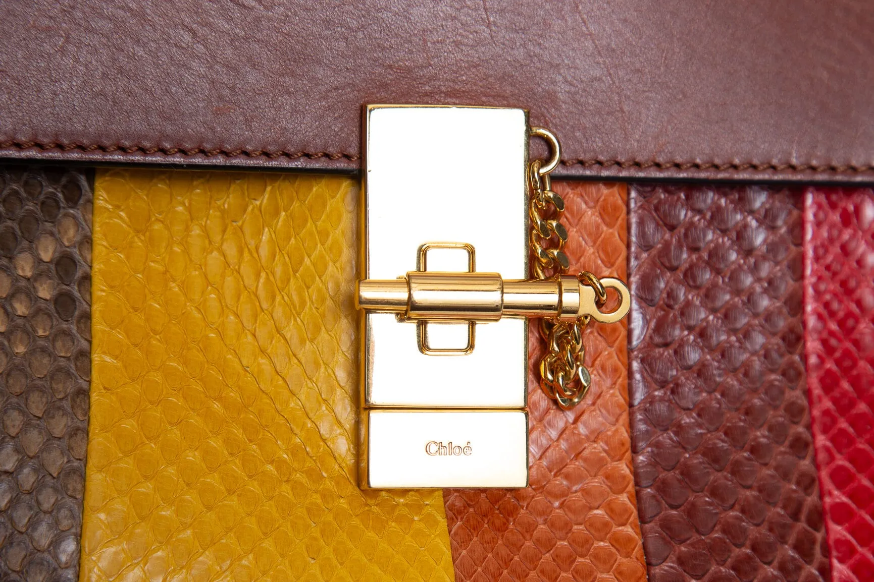 Chloe Multicolor Snakeskin Drew Handbag