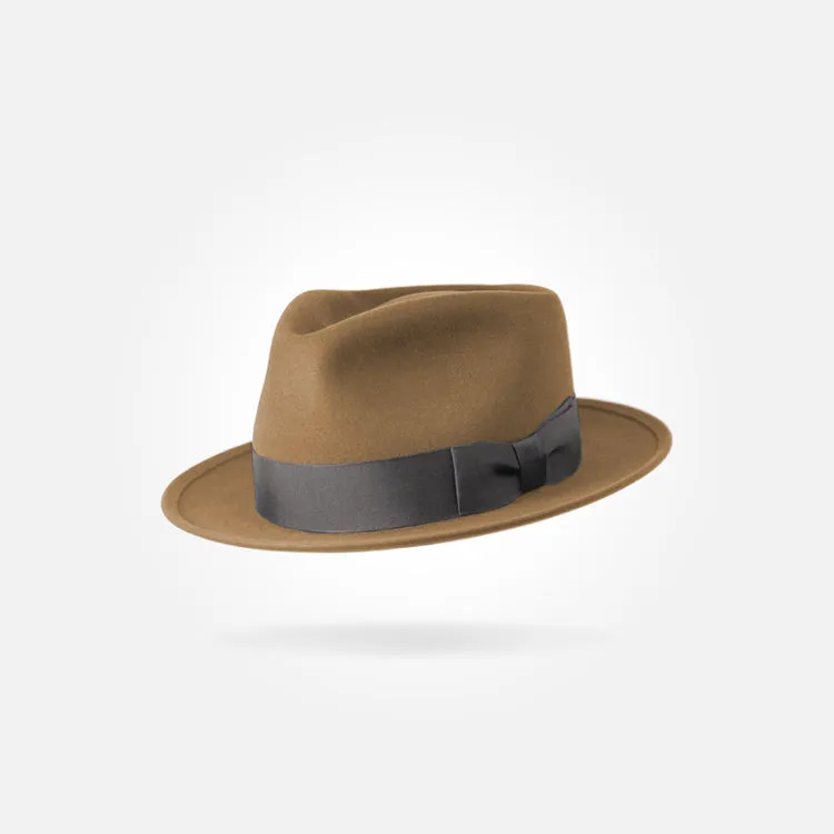 Classic Charm Fedora Fur Felt Hat in Camel