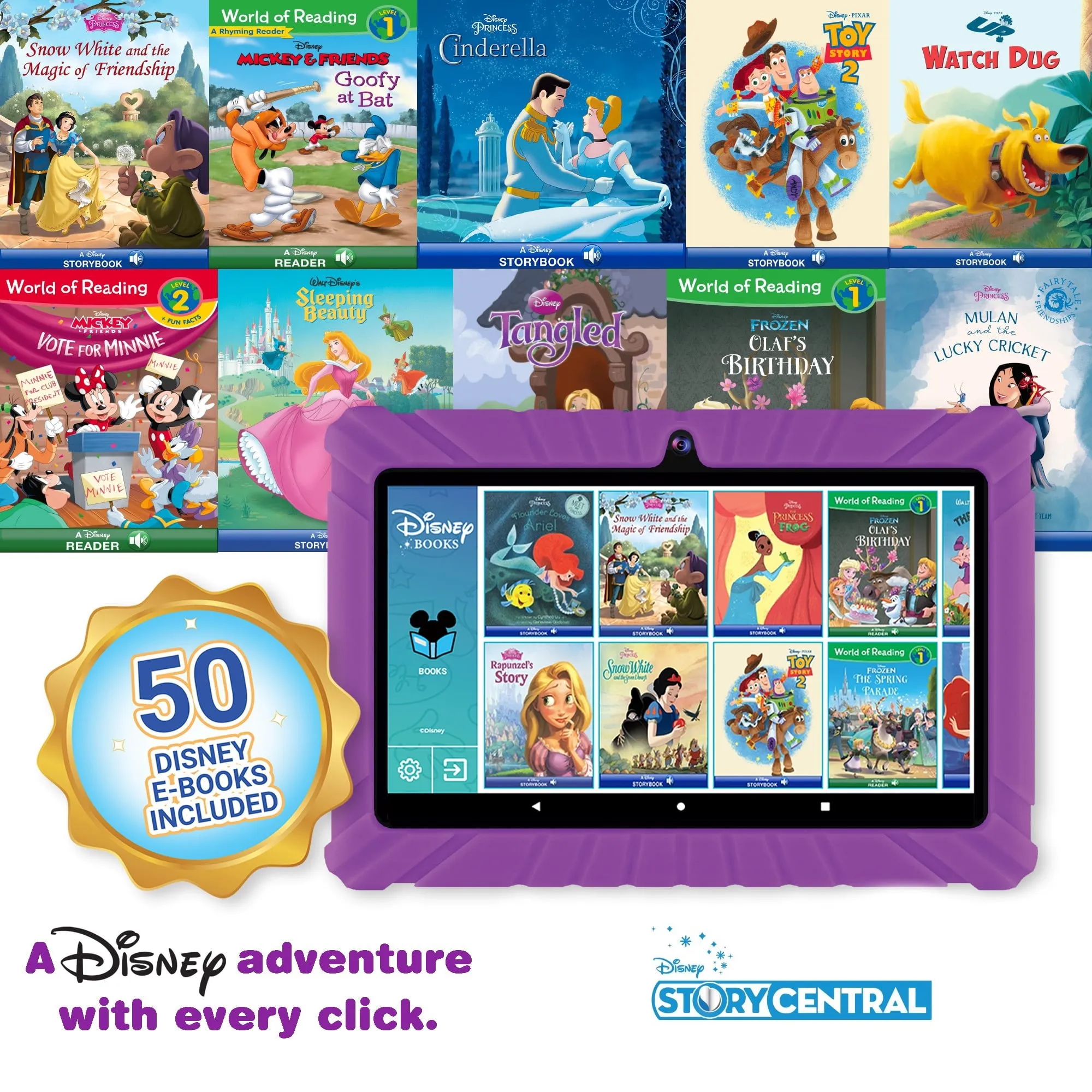 Contixo TC-V82-KB-TB1-PUR 7 Inch Display 2GB RAM 32GB Storage Kids Learning Tablet Bundle, Purple