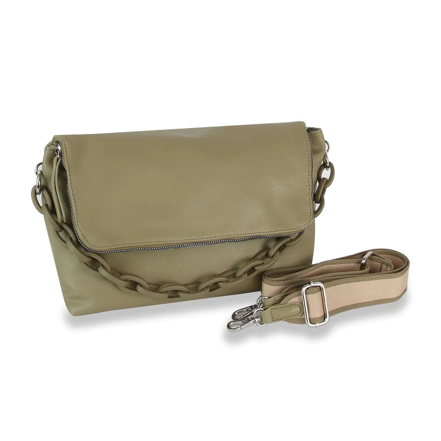 Courtney Orange Chain Handle Shoulder Bag: Orange
