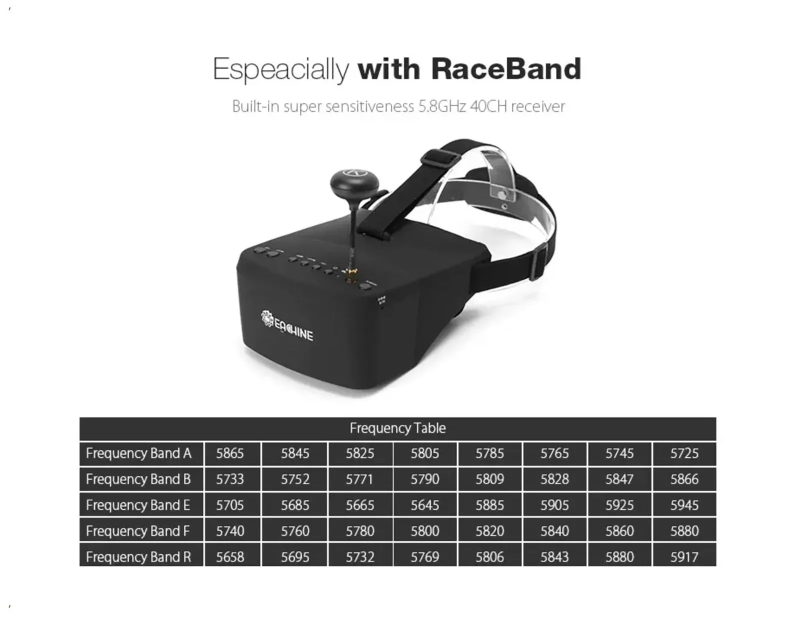 Eachine EV800 5.8G 40CH 5'' 800x480 RC Camera Racing VR Video FPV Drone Goggles