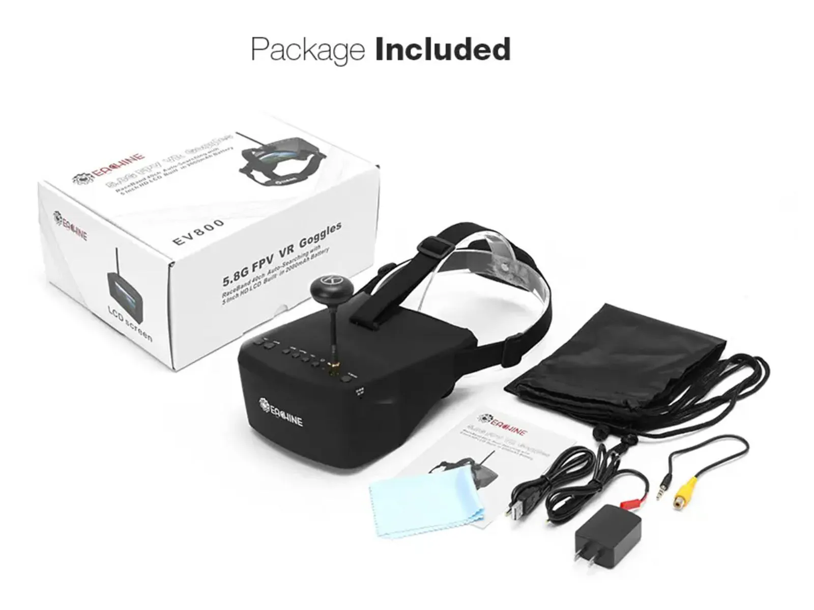 Eachine EV800 5.8G 40CH 5'' 800x480 RC Camera Racing VR Video FPV Drone Goggles