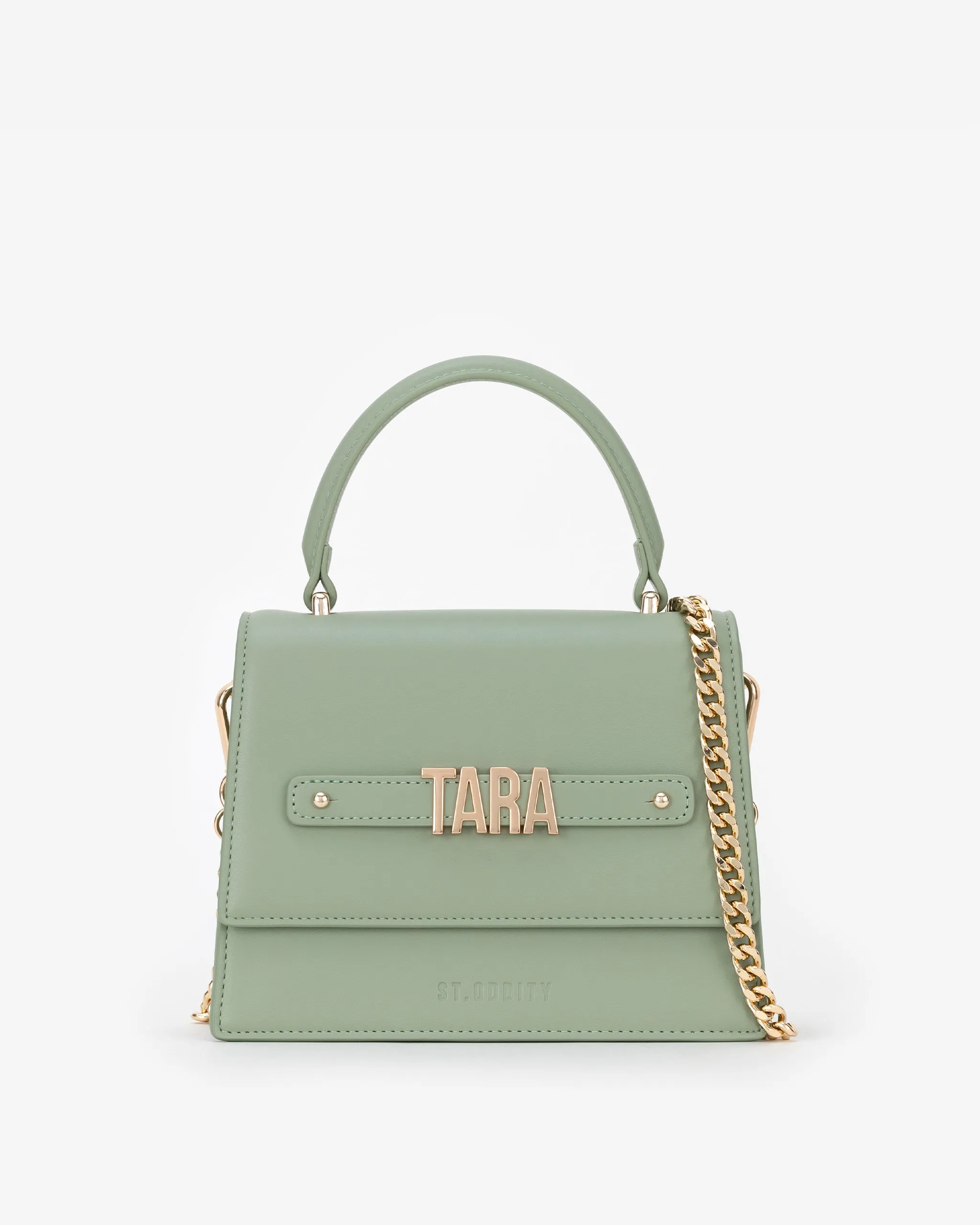 Evening Bag in Sage with Personalised Hardware