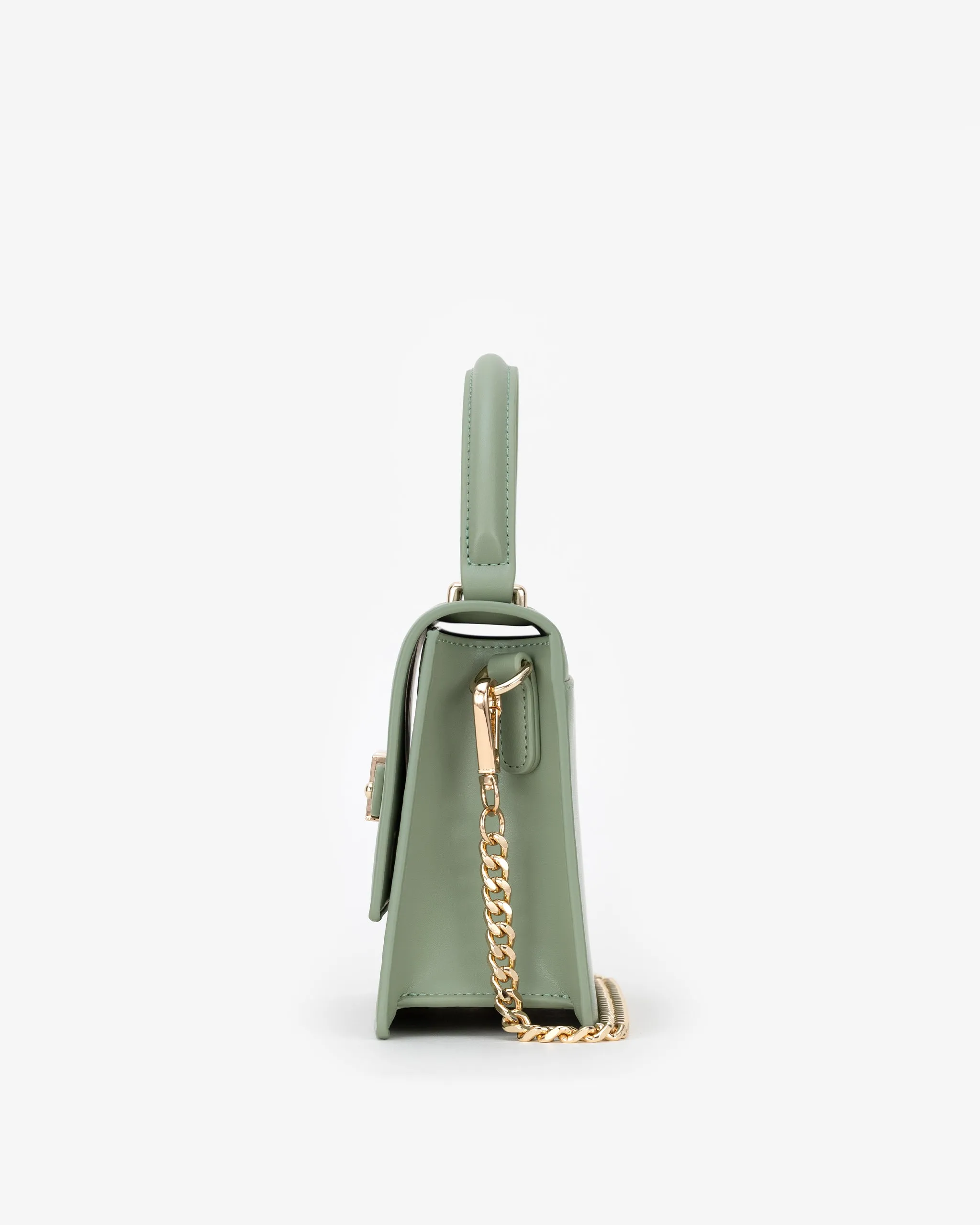 Evening Bag in Sage with Personalised Hardware