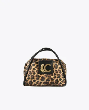 Faux leather and animal print bowling bag