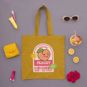 Feeling Peachy Printed khaki Tote Bag