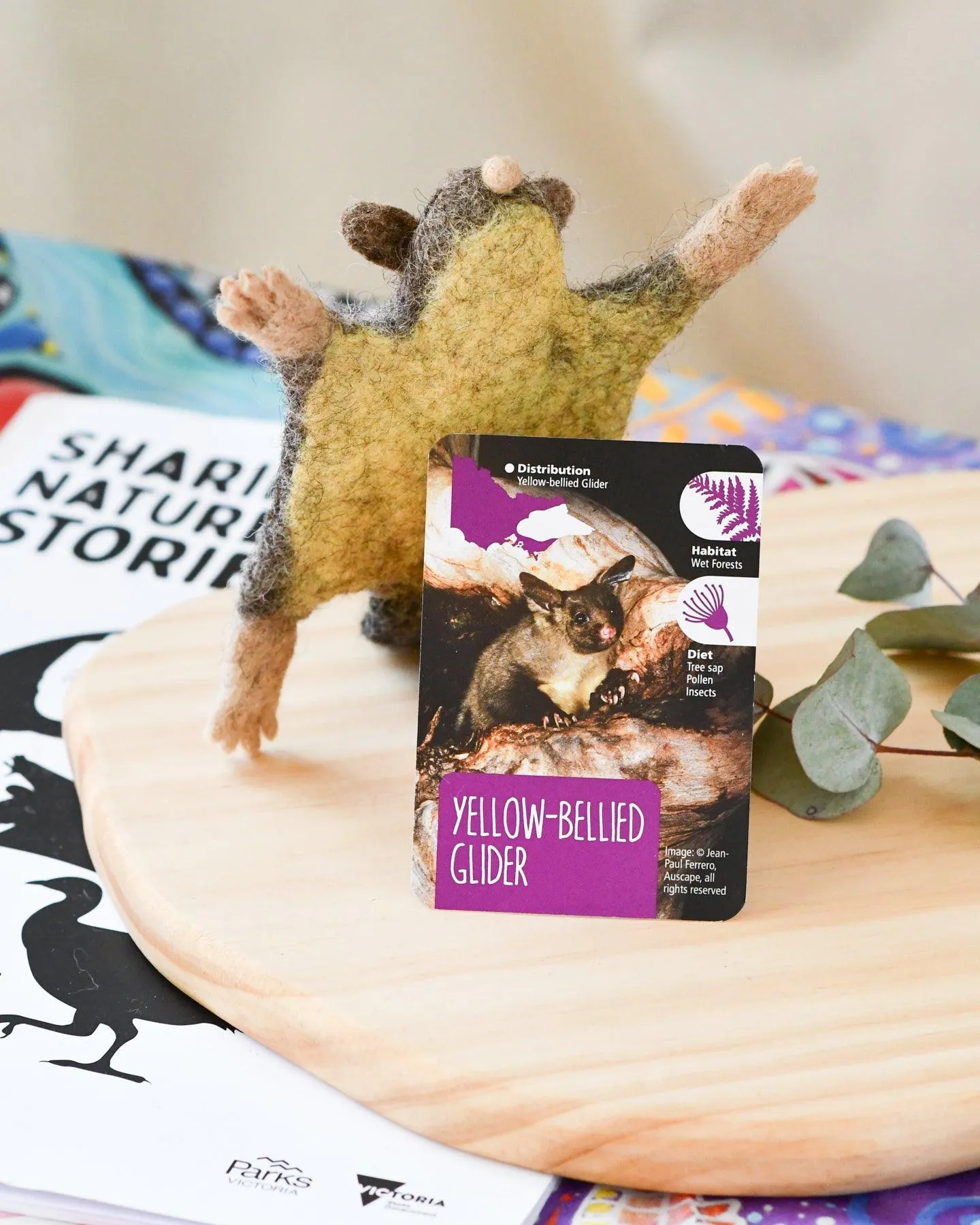 Felt Australian Toy - Yellow-Bellied Glider - Parks Victoria Nature Mascots