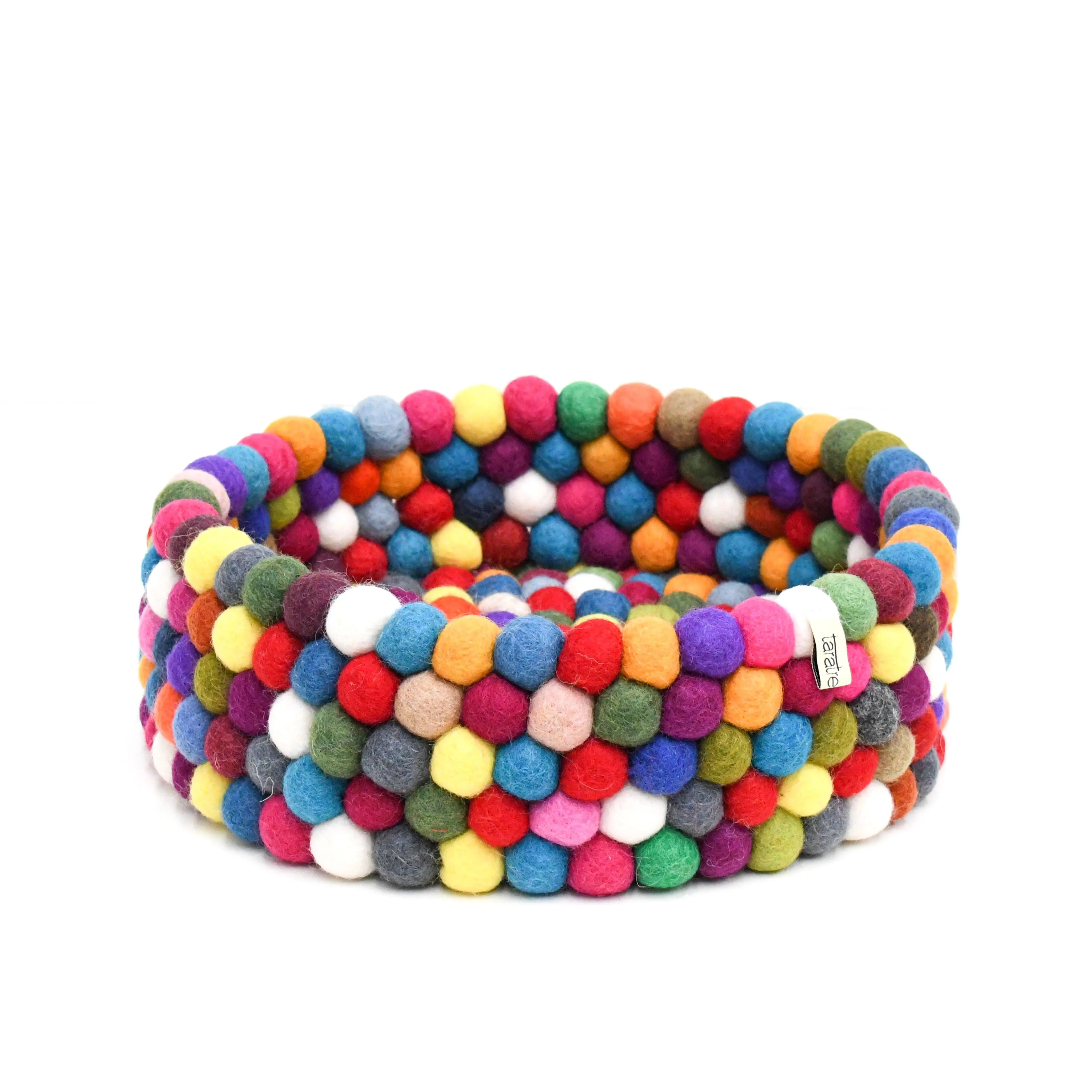Felt Ball Basket - Colourful 30cm