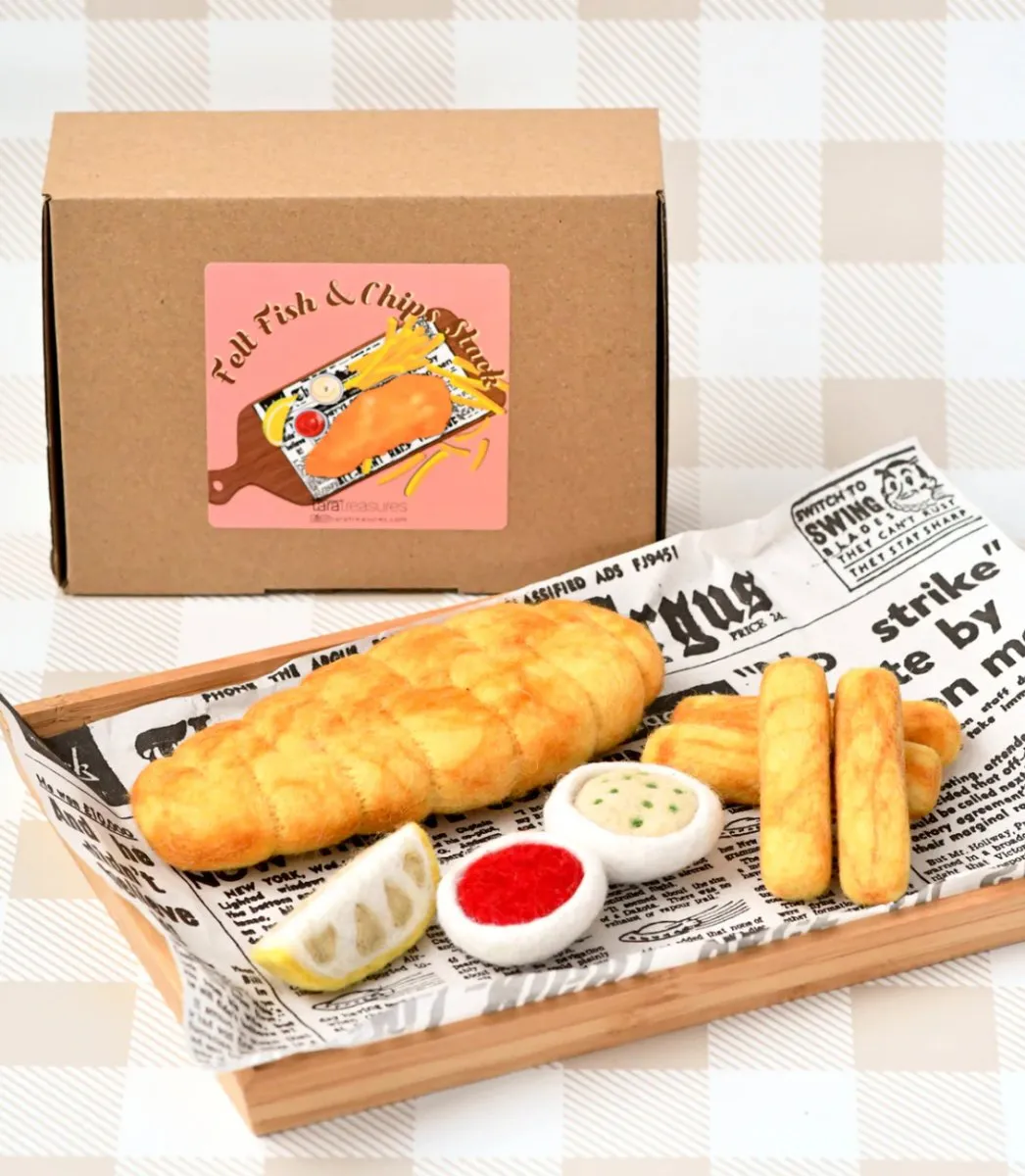 Felt Fish and Chips Stack - Tara Treasures