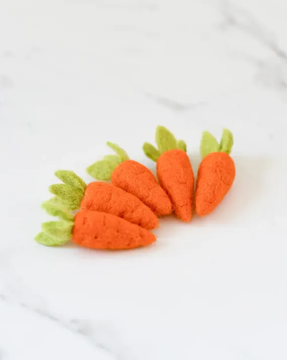 Felt Orange Carrots, Set of 5