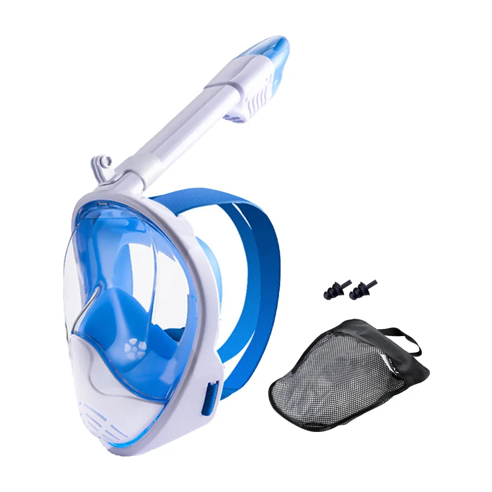 Full Face Snorkel Mask with Camera Mount  Anti-Leak Swimming Diving Mask with Waterproof Pouch Bags