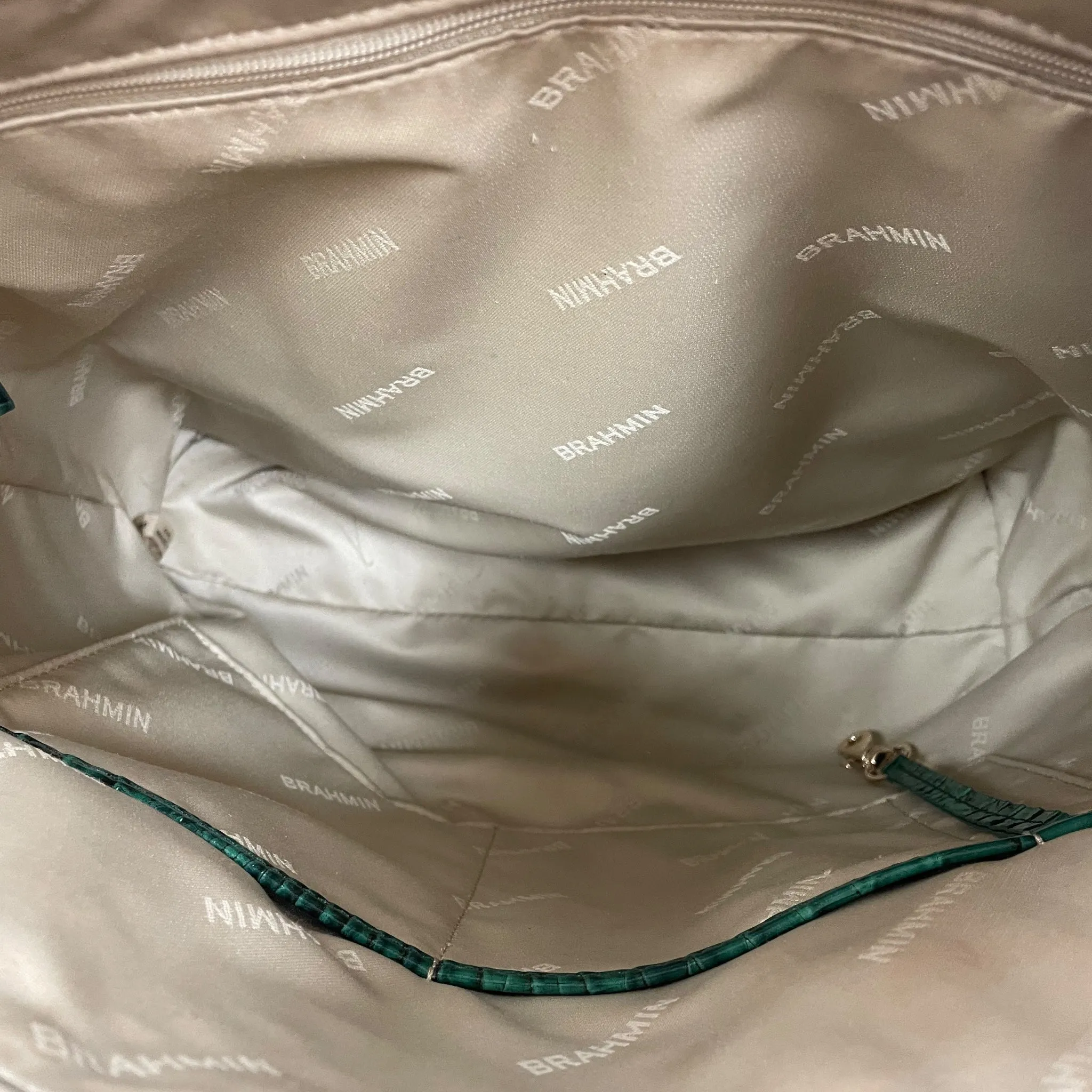 Handbag Designer By Brahmin In Green, Size:Large