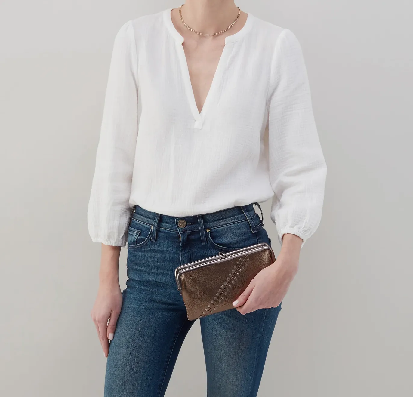 Hobo - Lauren Clutch-Wallet - Pewter with Studs