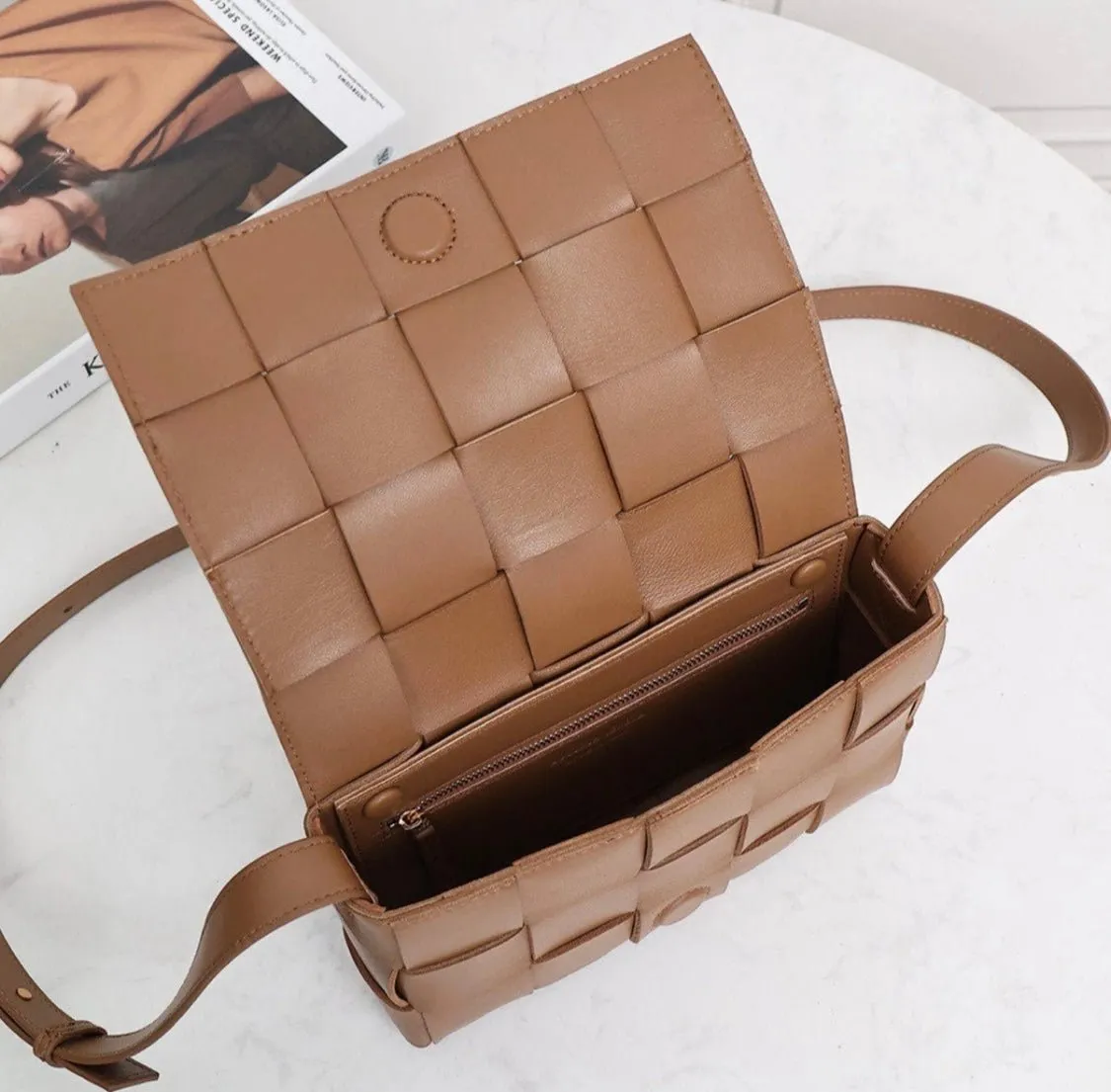 Intrecciato Weave Leather Handbag