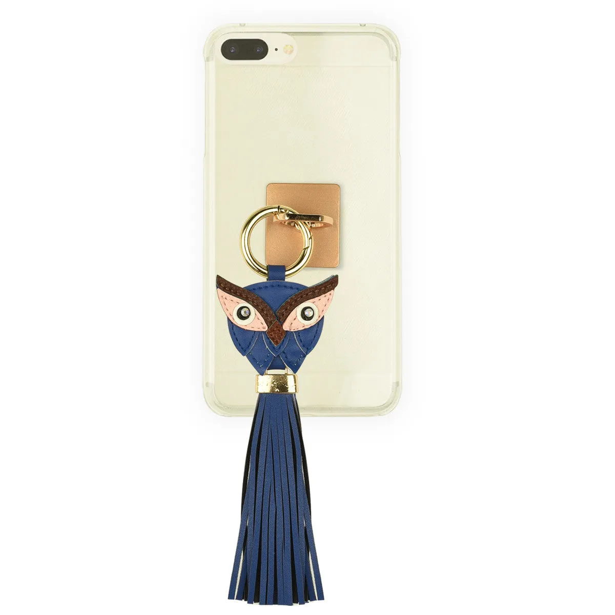 iOrigin Ring Grip/ Kick Stand   Faux Leather Owl with Tassel Keychain for Mobile Phones & Tablets