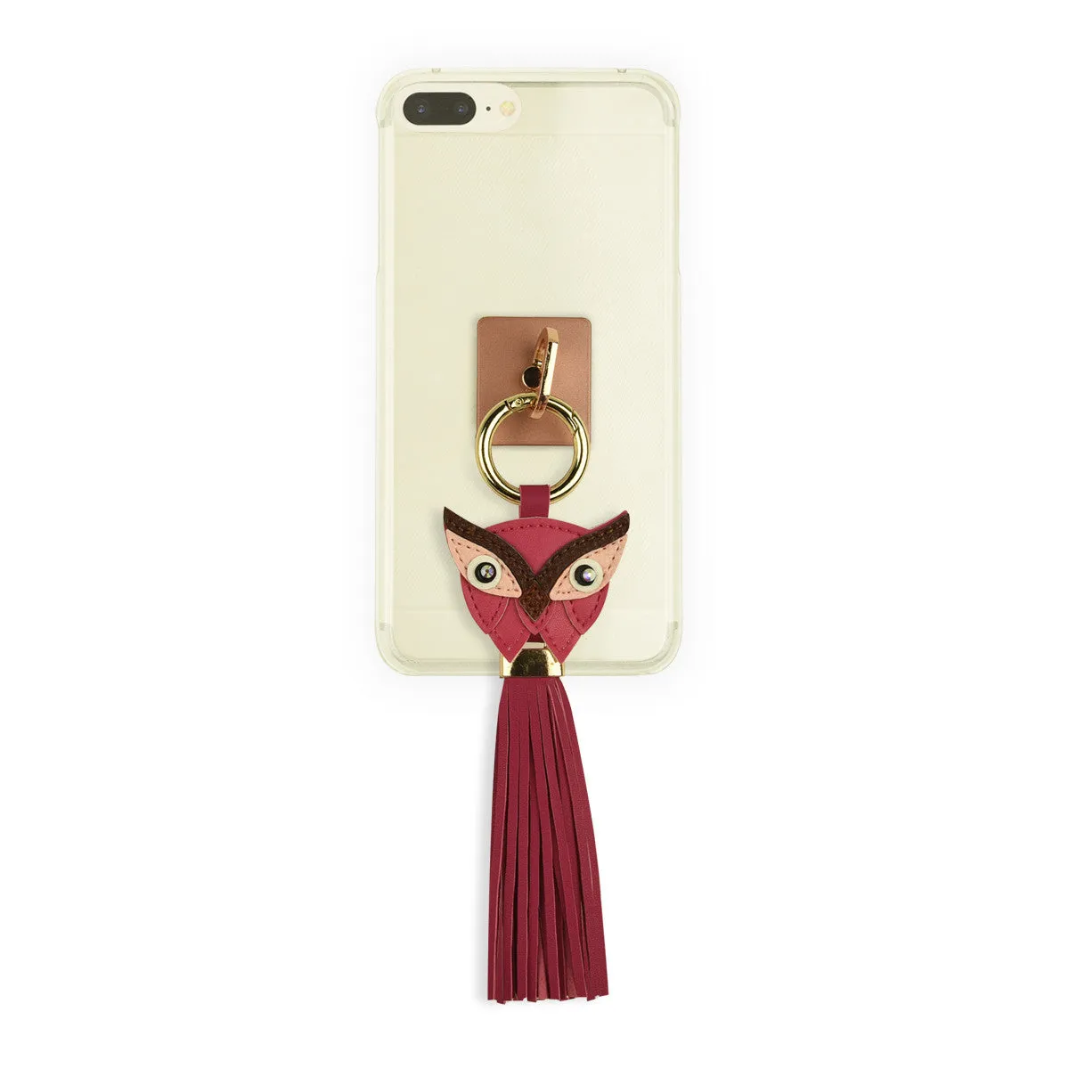 iOrigin Ring Grip/ Kick Stand   Faux Leather Owl with Tassel Keychain for Mobile Phones & Tablets